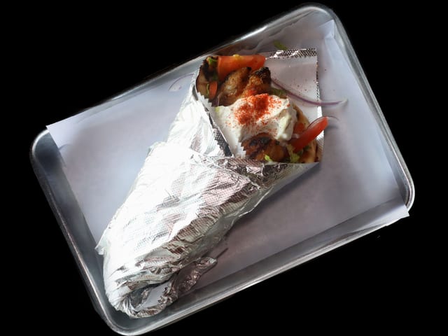 CHICKEN SOUVLAKI PITA.