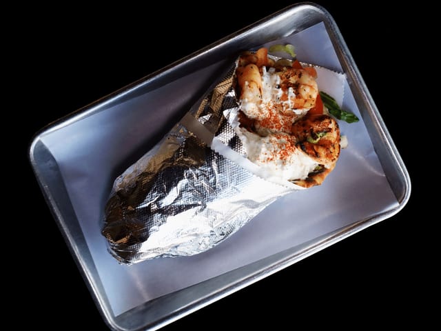 GRILLED SHRIMP PITA.