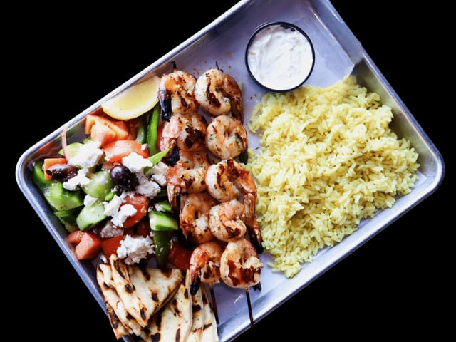 GRILLED SHRIMP PLATE.